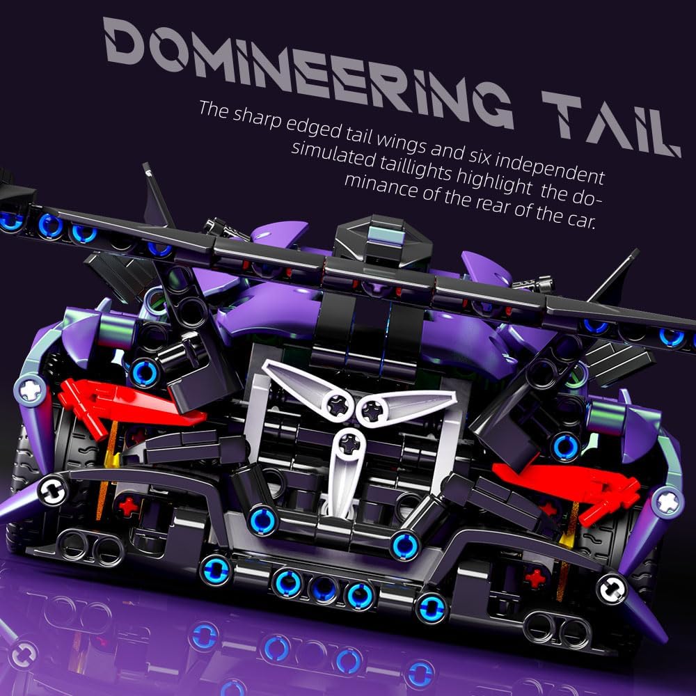 Rear view of RiceBlock Champion Racing Car showing tail wing and taillights