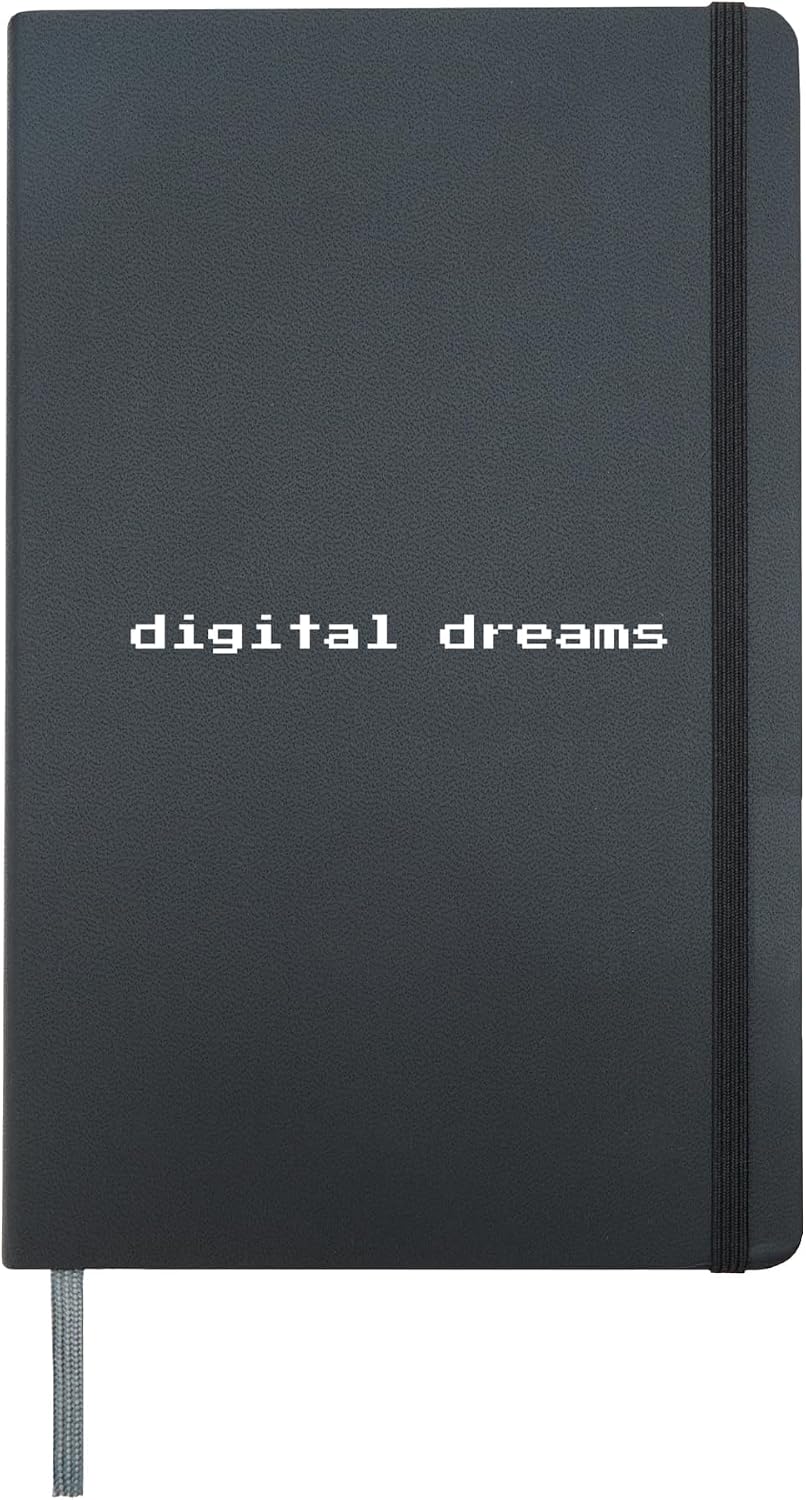 Digital Dreams - Funny Minimalist Pixel Video Game Lover Hardcover Journal, Black
