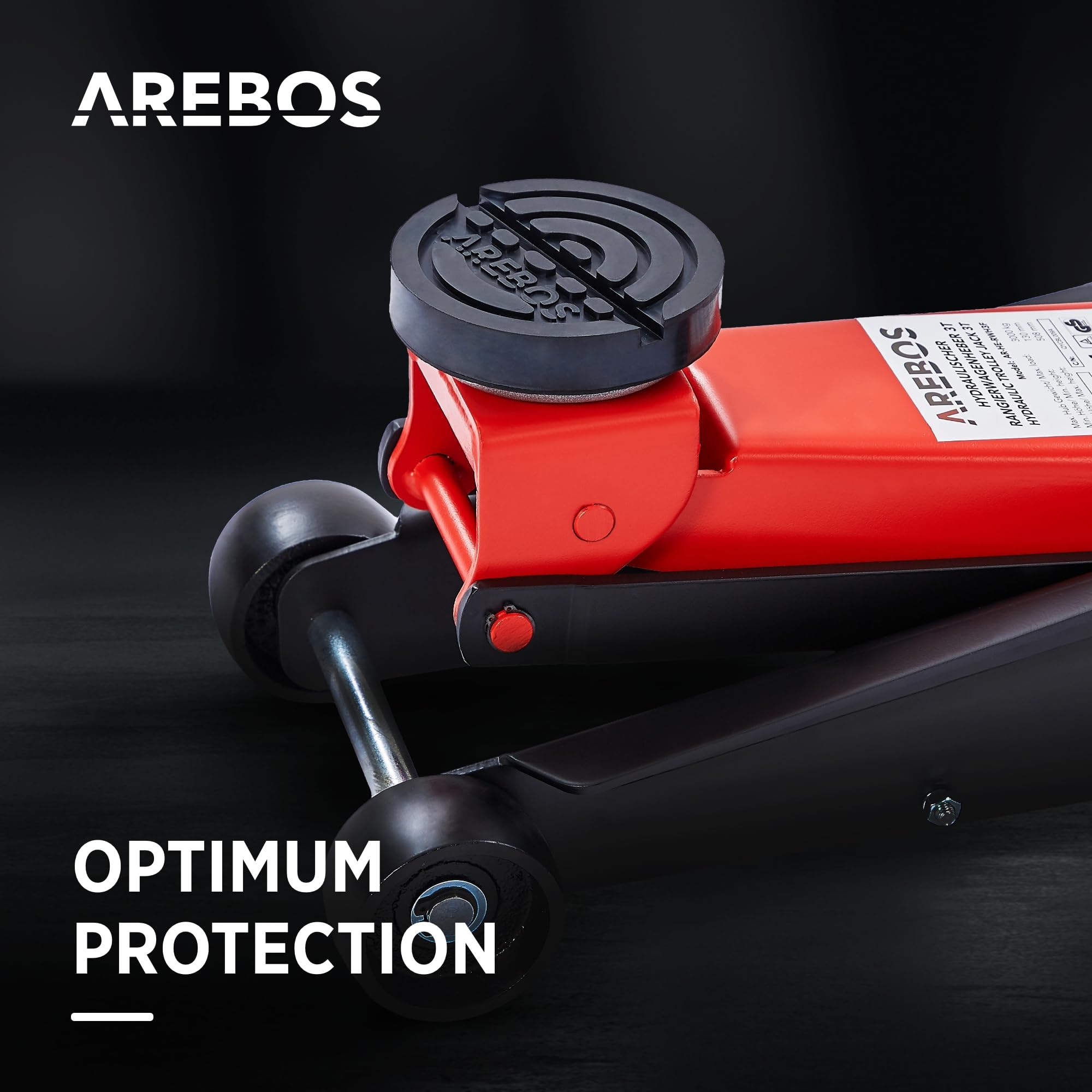 Arebos Martinetto idraulico di manovra 3T | Altezza di sollevamento 130-508 mm | 2 supporti in gomma | Martinetto | Cavalletto KFZ Auto PKW