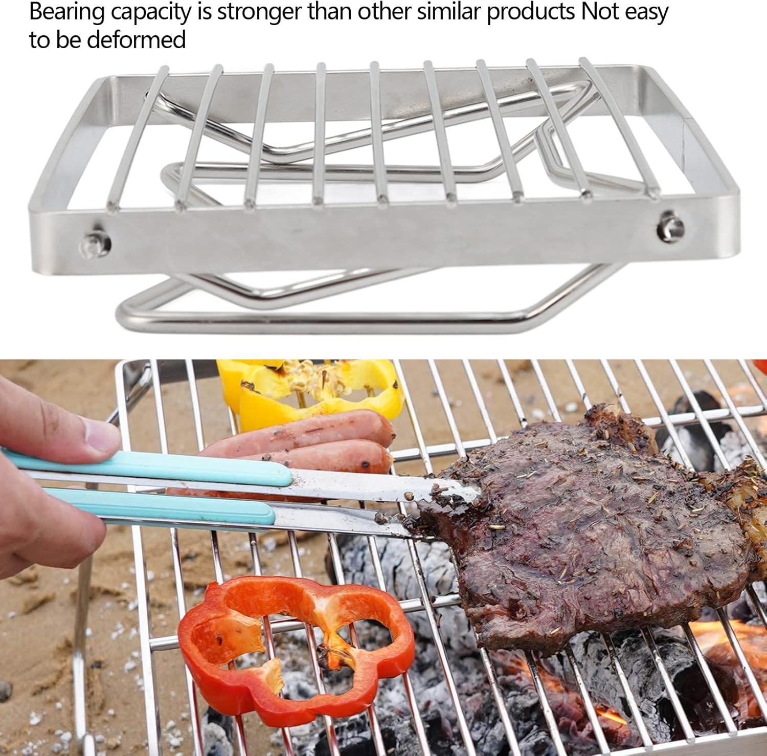 Camping Grill, Stainless Steel Grill Grate, Folding Campfire Grill for Backpacking Camping Hiking Picnic Traveling Fishing