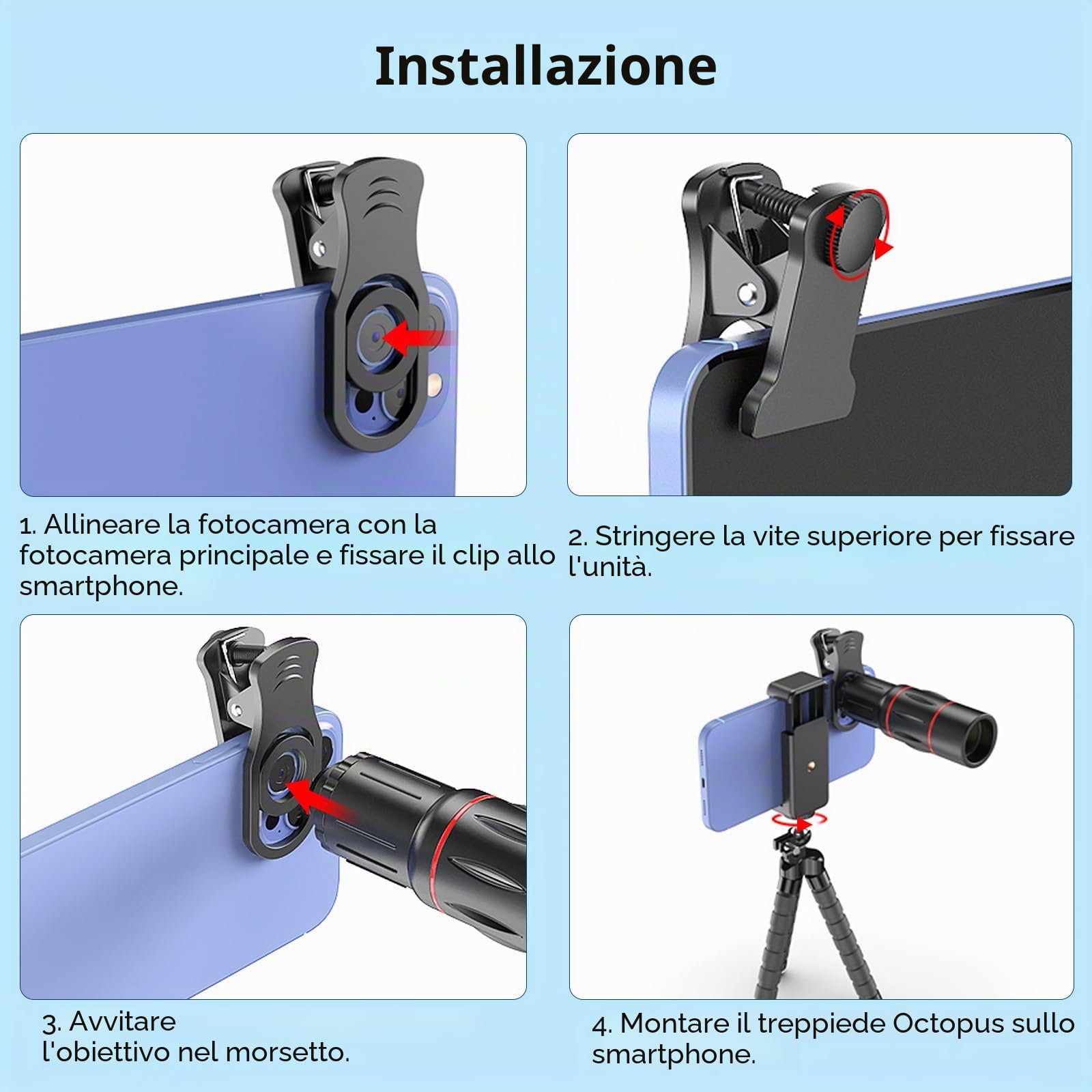 Apexel Kit obiettivo fotocamera 18X teleobiettivo/grandangolo e obiettivo macro/fisheye/caleidoscopio/filtro stella con treppiede otturatore remoto per iPhone, Samsung e la maggior parte degli