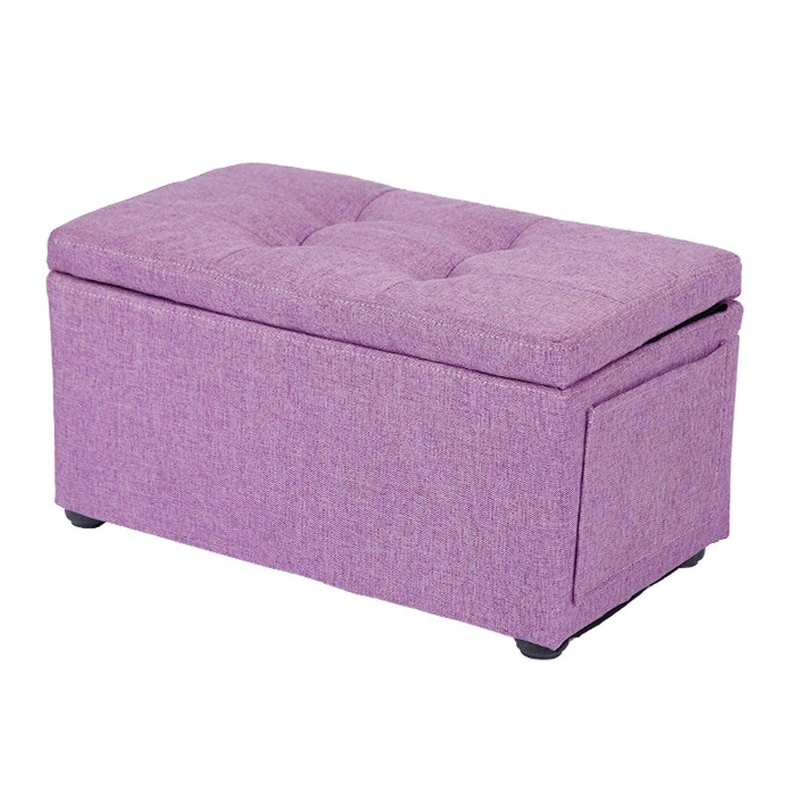 Boîte de rangement peu encombrante avec couvercle et repose-pieds rembourré violet