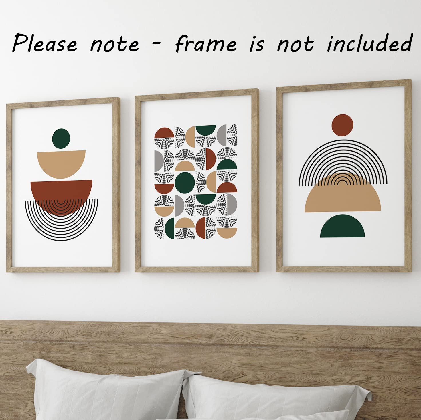 Eviepops Prints Autumnal Geometric Set of 3 Unframed Wall Print, Abstract Geometric Shapes, Home Decor - Image 3