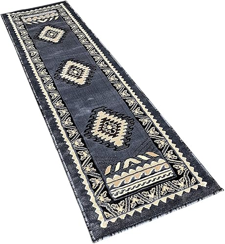 Miniatura 4 de Kingdom Southwest D143 - Alfombra de corredor indio nativo americano, gris, gris, beige, D143 (2 pies x 7 pies)