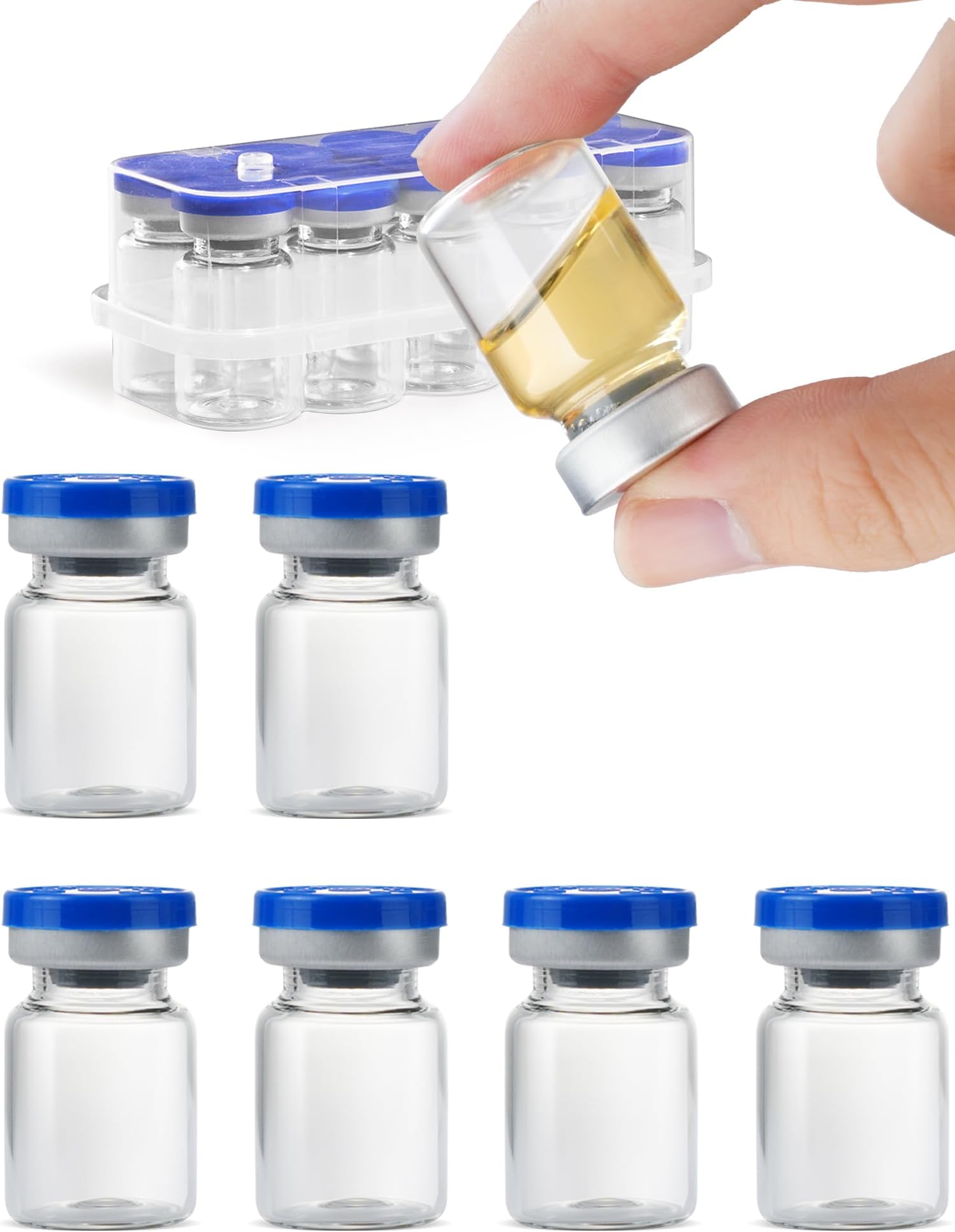 ZWCP 5ml Injection Glass Vial Self-Healing Inlet Empty Injection Vials with Sealed Cap (Pack of 10)