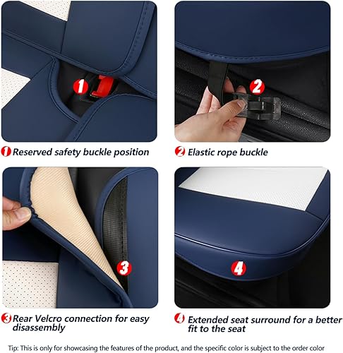 Miniatura 5 de Juego completo de fundas de asiento de automóvil, soporte de respaldo de espuma 3D, 5 asientos, ajuste universal para la mayoría de camiones,