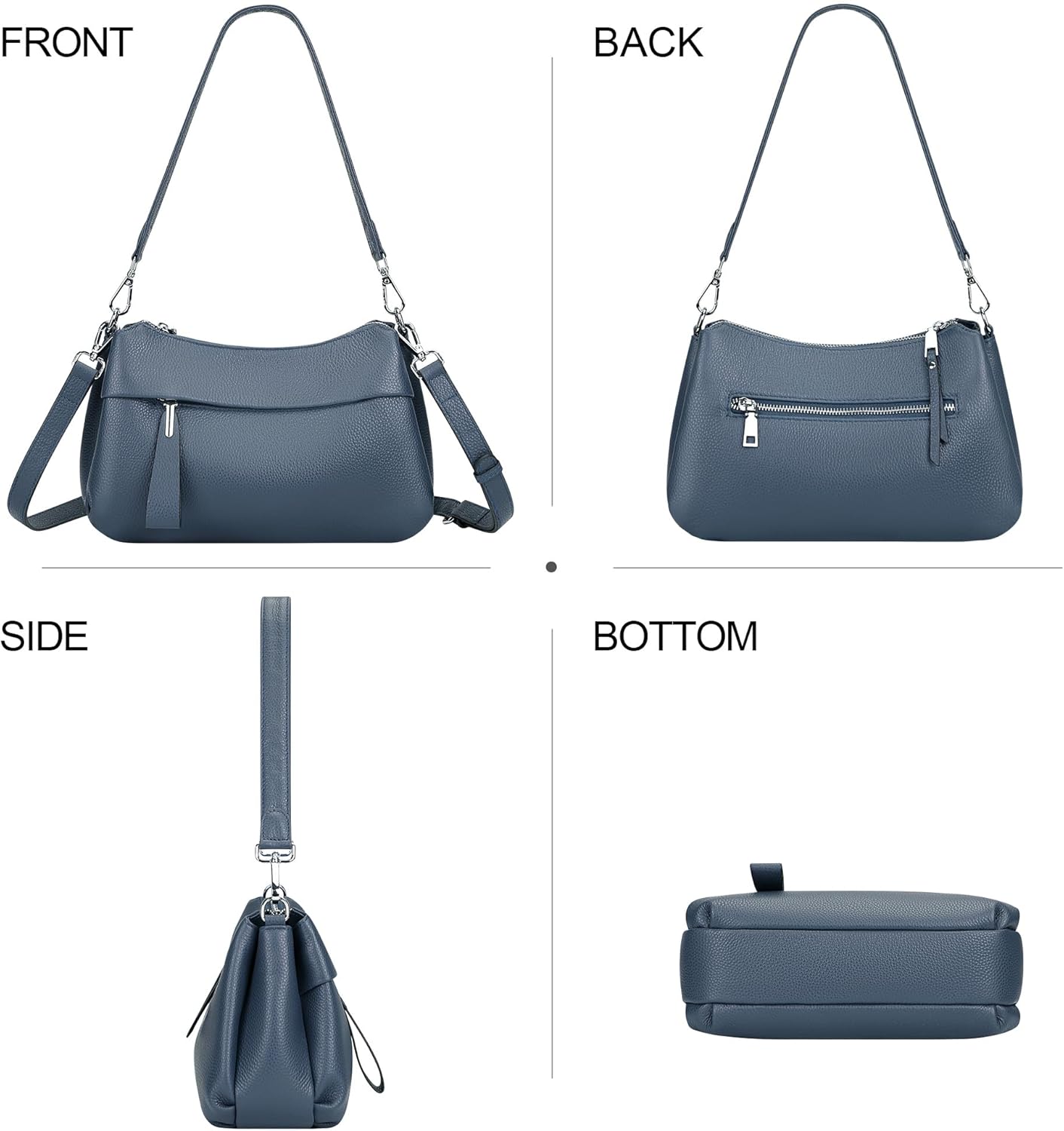 OVER EARTH Genuine Leather Crossbody Bags for Women Small Crossbody Handbag Shoulder Purses with 2 Detachable Straps - Image 3