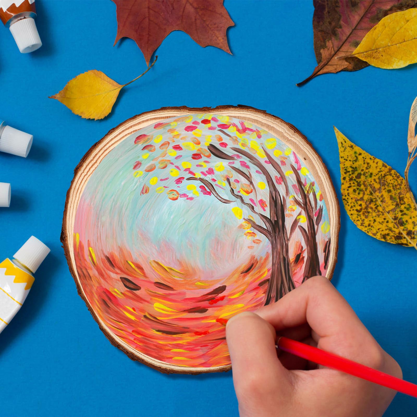SHINEOFI Fette Rotonde Facili da Dipingere 2 con Corteccia Non Verniciate e Naturali per Decorazioni Casa e Creazioni Artigianali