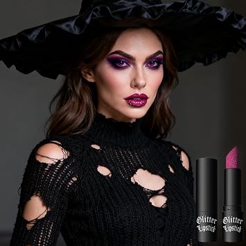 Rose Pink Glitter Lipstick, Highly Pigmented Shimmering Diamond Sparkly Red Lip Stick, Smooth Non-Sticky Longlasting Full-Coverage Lip Colour, Lip Makeup Gift for Women