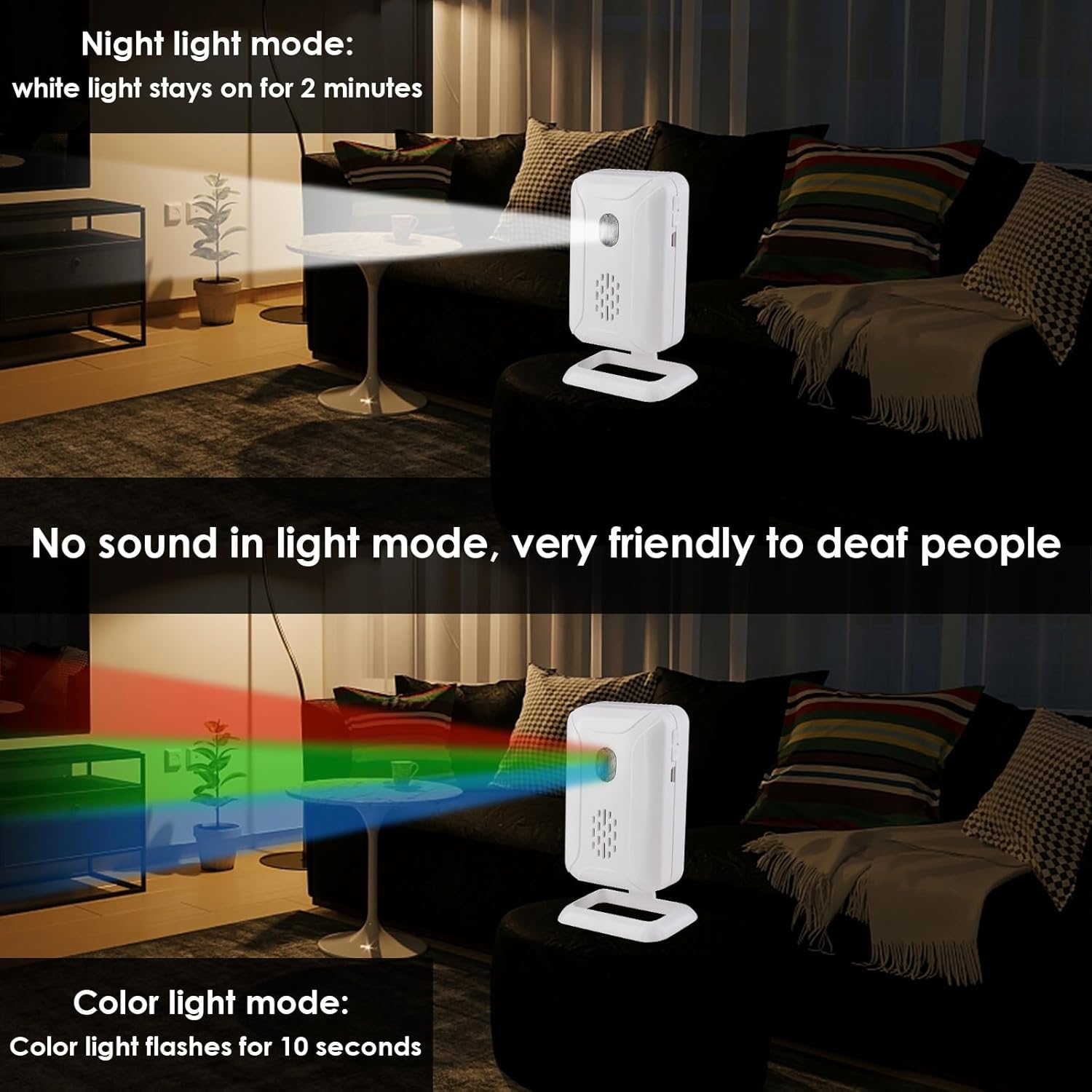 Greencycle Motion Sensor Doorbell, Wireless Motion Sensor Door Chime Business Entry Doorbell, Retail Store Door Entry Alert, Bed Alarms for Elderly Dementia Patients (3 Receivers 1 Sensor)