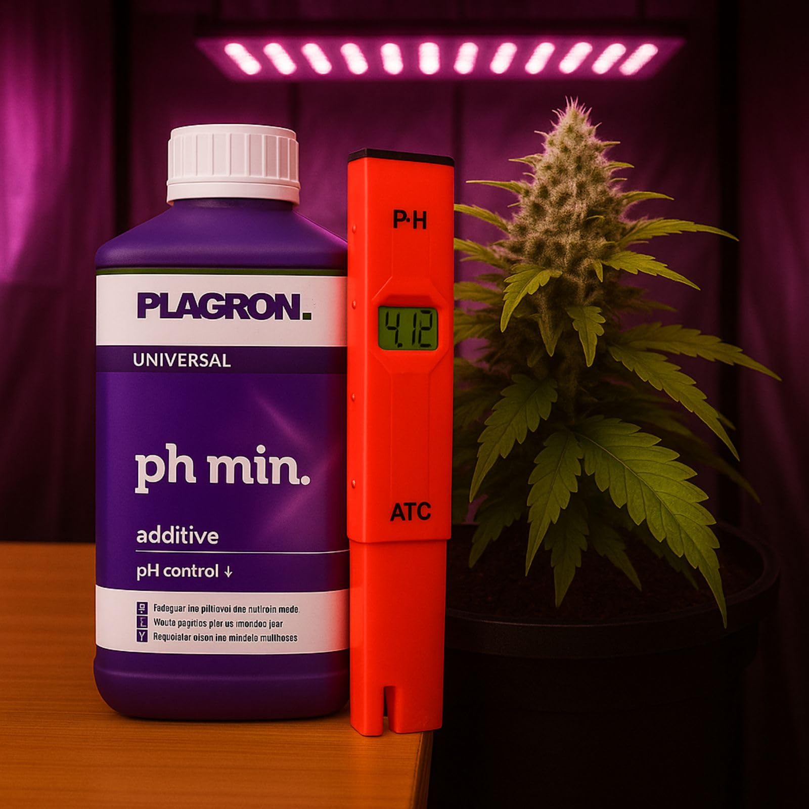 Weedness Plagron pH- Minus 500 ml + pH-Messgerät - ph-senker Grow Anbau Indoor Dünger Flüssig Down Granulat Pflanzen
