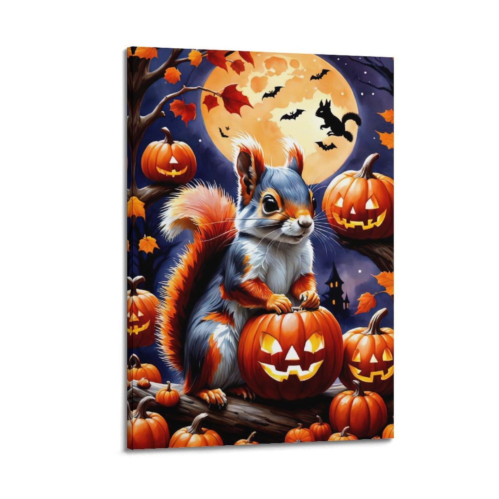CXHJCA Animal Poster Squirrel And Pumpkin Poster Decorative Painting Canvas Wall Posters And Art Picture Print Modern Family Bedroom Decor Posters 24x36inch(60x90cm)