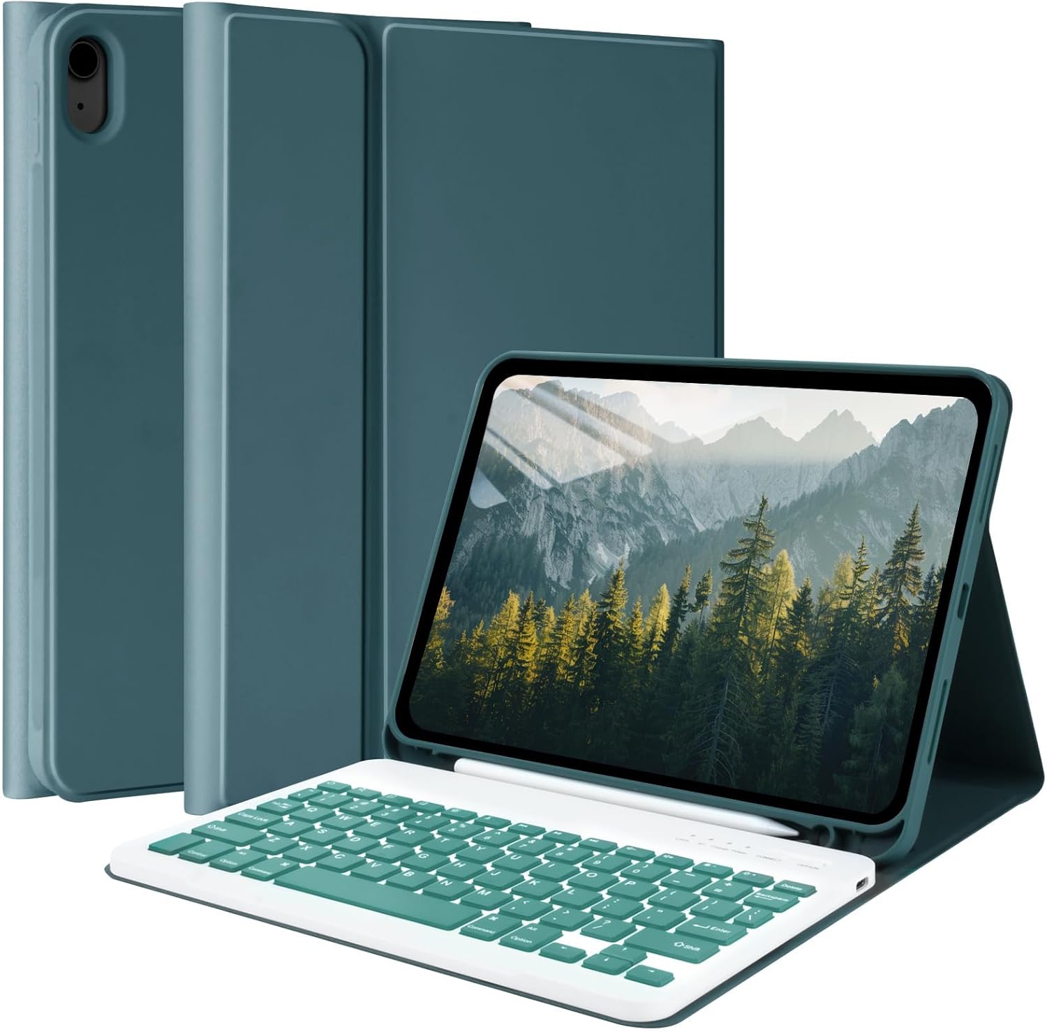 MMK for iPad 11th 10th Generation Case with Keyboard (2022, 10.9"), Wireless Detachable Keyboard, Pencil Holder for iPad 11 inch (A16 2025), 10th Gen (10.9 Inch 2022) Green