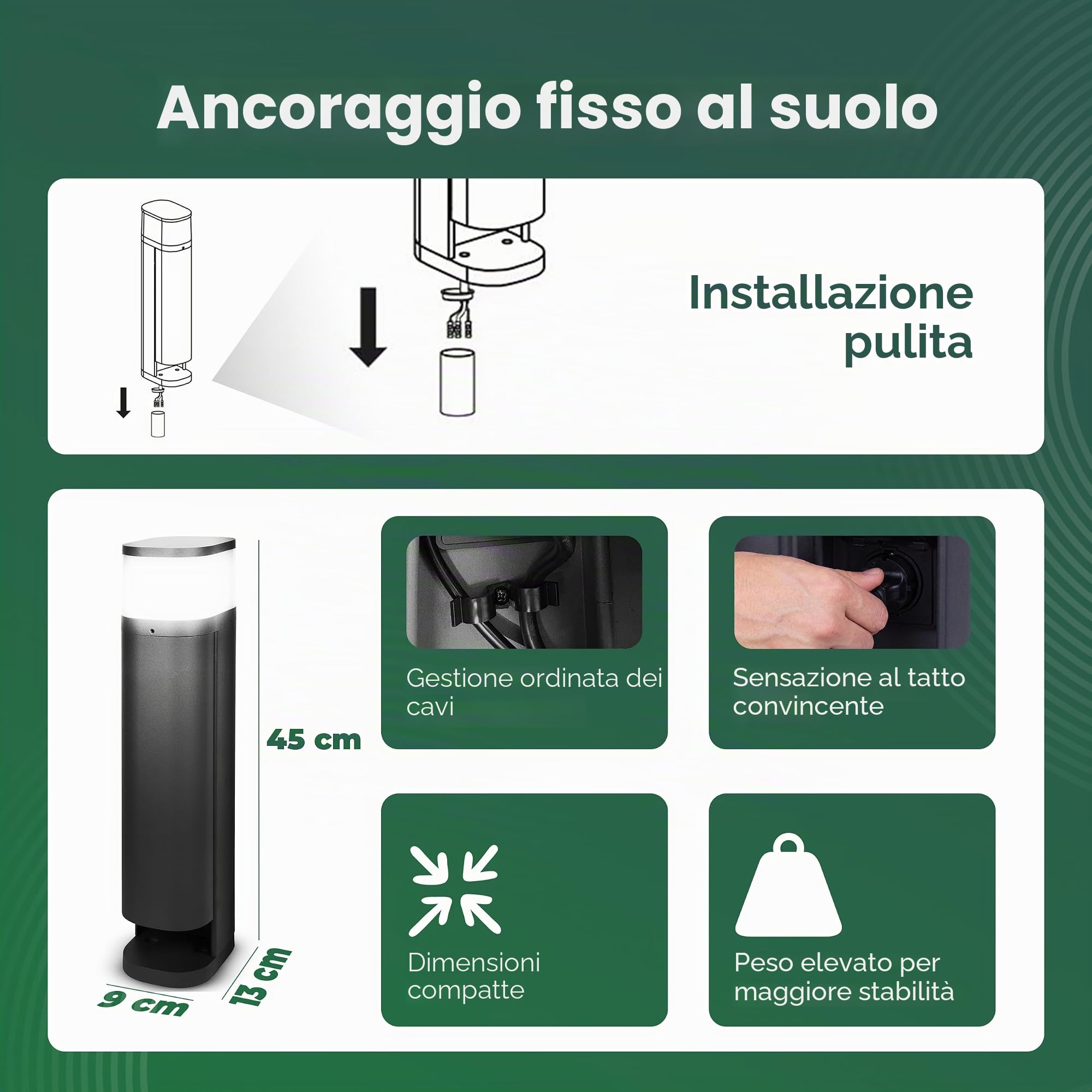 Novatool Lampada con presa radio a 2 scomparti, colore antracite, rotonda, con apertura SMART WiFi, app IP44, presa esterna da giardino, per esterni, colonna da giardino, torre di presa elettrica