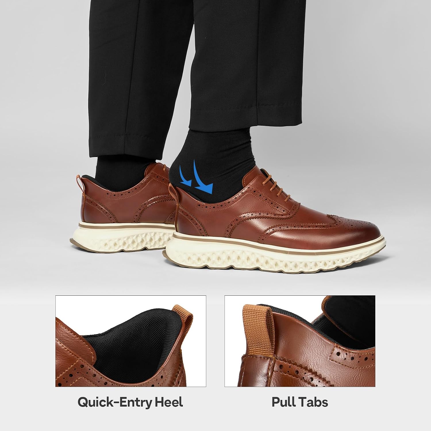 HEEZ Men's Dress Sneakers, Casual Dress Shoes for Men Comfortable, Wingtip Oxford for Business Office image 4