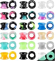 Winsenet 40pcs Silicone Ear Gauges Tunnels - Soft 00g Double Flared Expanders, Colorful Stretching Plugs for Men Women 2G-26mm
