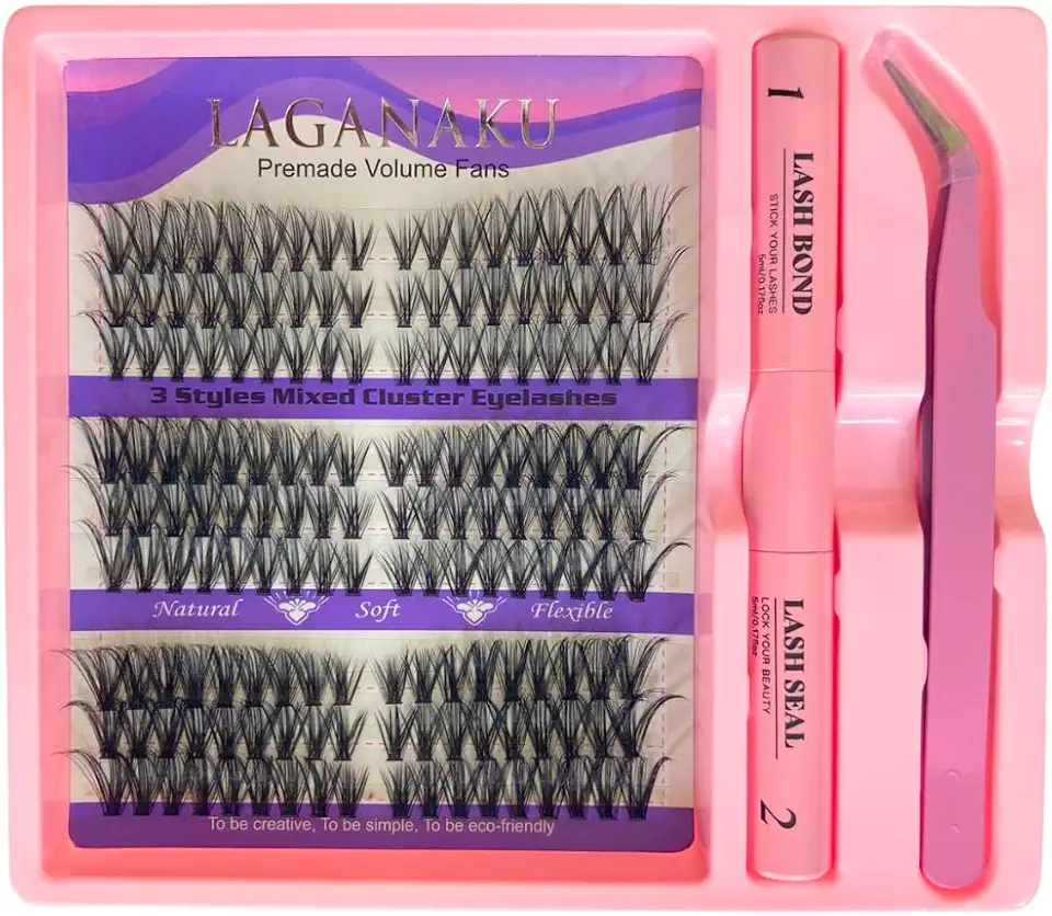 Cílios Tufinho Fada Color ou Laganaku Volume Natural e Aplicação Fácil (30P/40P/50P Laganaku)