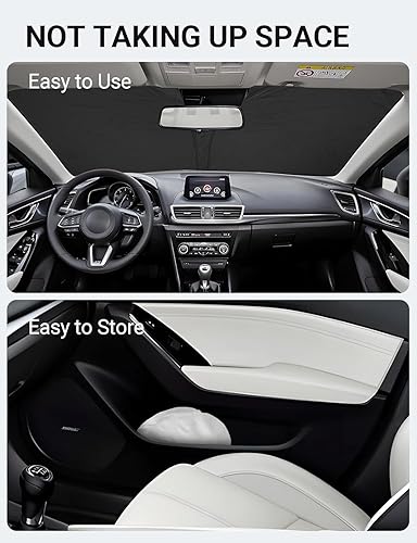 Vista 237 de Proadsy Parasol para parabrisas para BMW X1 F48 2016-2022 de 4 capas plegable, protector de parasol frontal que bloquea los rayos UV y mantiene