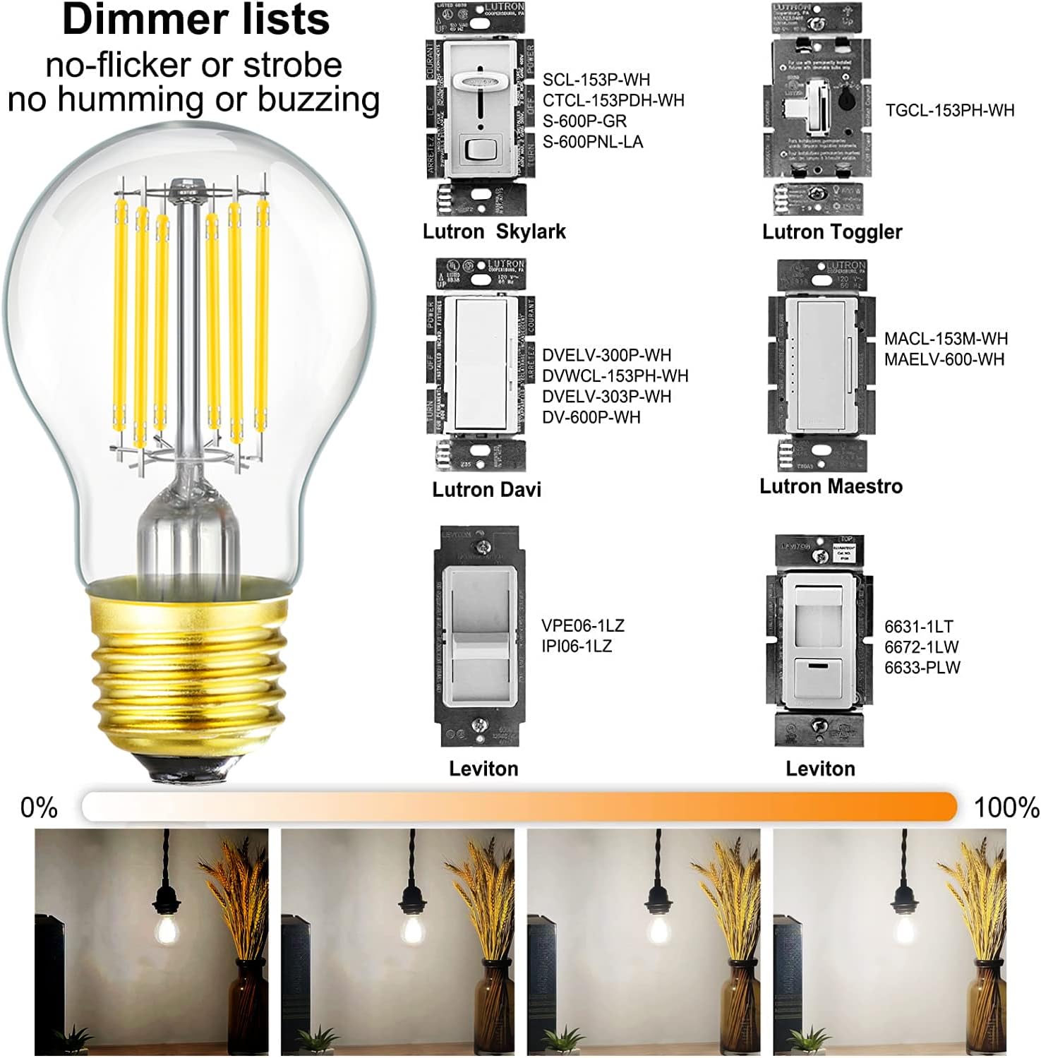 Leools Dimmable A15 led Bulb 8W Equal 75 watt Vintage LED Edison Bulb Neutral White 4000K AC120V 900LM E26 LED Bulb for Ceiling Fan,Wall sconces,Fridge,Desk lamp,Refrigerator Light Bulb,Pack of 6.