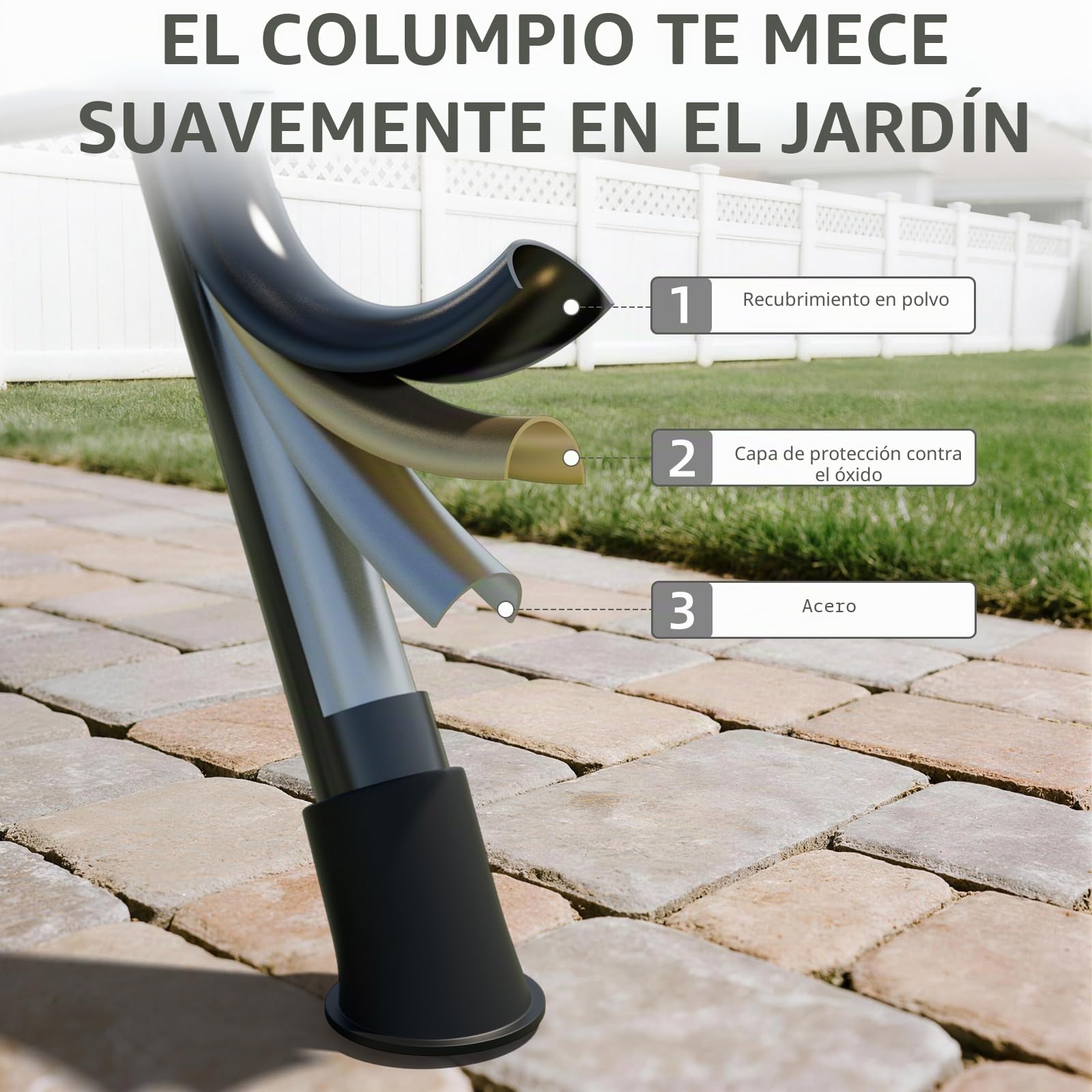 Soontrans Columpio de jardín de 3 plazas para relajarse por la tarde en el jardín, columpio de jardín con acolchado y toldo ajustable, estructura de acero y tejido textileno (193 x 110 x 152 cm, gris)