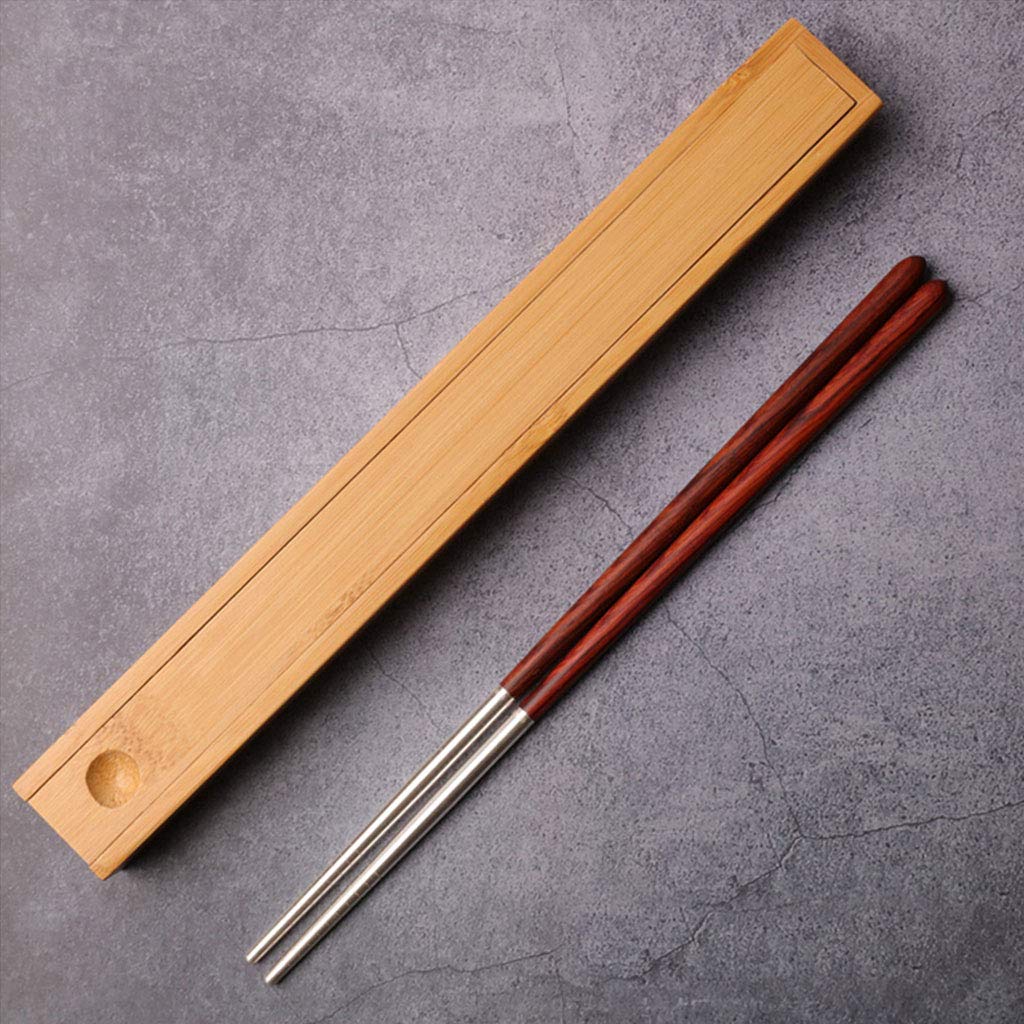 Coffret Cadeau de Baguettes réutilisables en Bois avec étui, Baguettes à Sushi japonaises, Baguettes Chinoises de Luxe en Bois Naturel, Baguettes antidérapantes, Baguettes lavables(Red)