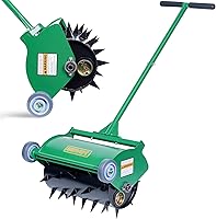 SENVERT Rolling Lawn Aerator - Heavy Duty Push Spike Tool Up to 55 lbs, Manual Rotary Grass Aerator for Lawn & Yard