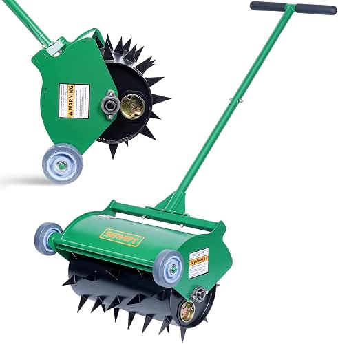 Rolling Lawn Aerator, Heavy Duty Push Spike Aeration Tool Up