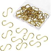 Thinp 40 Pcs Small S Hooks for Hanging, 1-1/2 Stainless Steel S Hooks Heavy Duty Utility Hook Mini S-Shaped Hangers for Christmas Ornament DIY Crafts Jewelry Key Chain Tags Gold