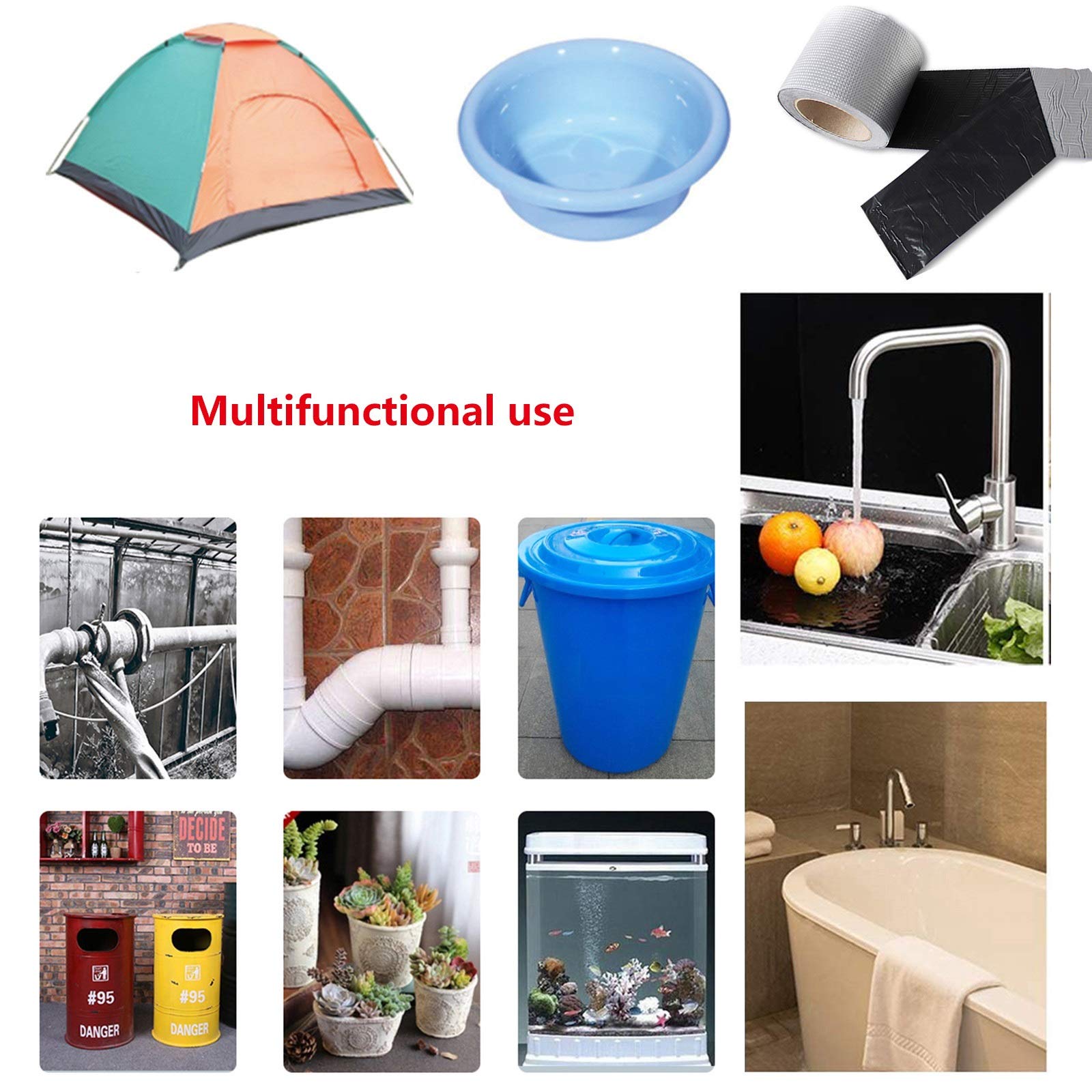 Cinta impermeable Cinta de sellado Cinta autoadhesiva impermeable: para reparación de tuberías, cinta a prueba de fugas, para techos, paredes, ventanas, cinta de reparación para todo tipo de clima, 1