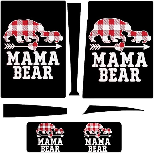 Buffalo Plaid Mama Bear Skin para P-S-5 Disc Edition Controller Calcomanía para consola y controladores Proctor