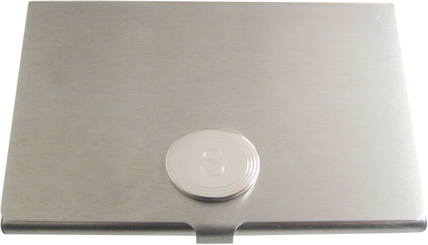 Kiola Designs Silver Toned Etched Oval Letter S Monogram Business Card Holder