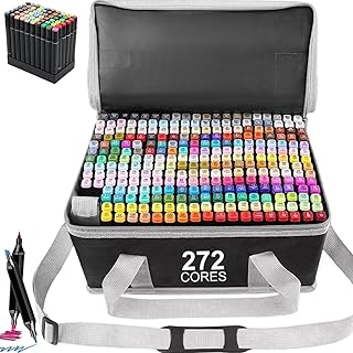 272 Cores Conjunto de Canetas Marcador Permanente Canetinhas para Colorir Touch com Ponta Dupla para Desenhos Profissional e Escolar Com bolsa de armazenamento de mochila e suporte para caneta