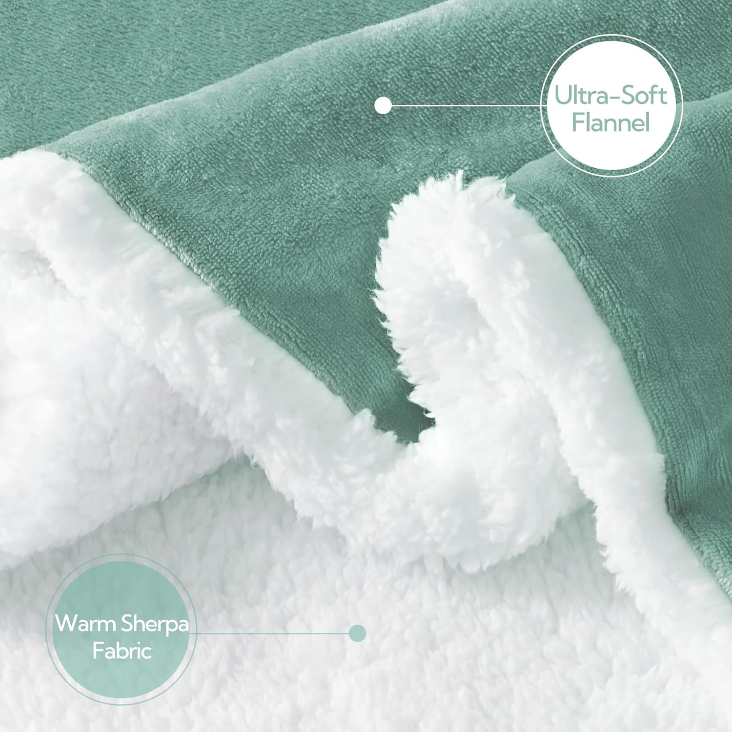 Heated Blanket 72"x84" Full Size, Dual-Sided with Soft Flannel & Sherpa Fabric, Electric Blanket with 9 Heating Levels & 2-10 Hours Auto Off, Machine Washable, Green - Image 5