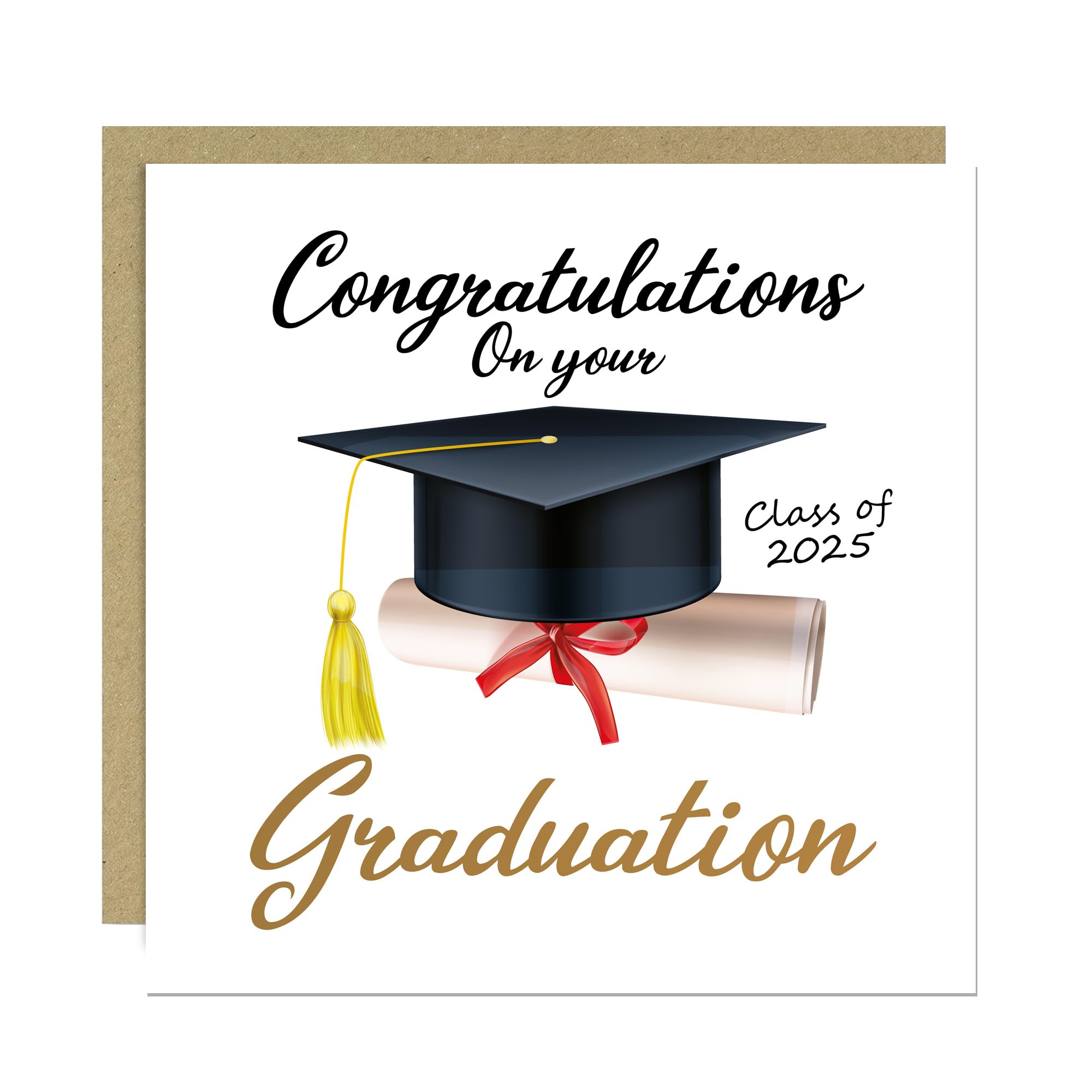 RED OCEAN Graduation Card, Congratulations On Your Graduation, Well Done, You Did It, 2025, Class of 2025, 145x145mm With Kraft Envelope
