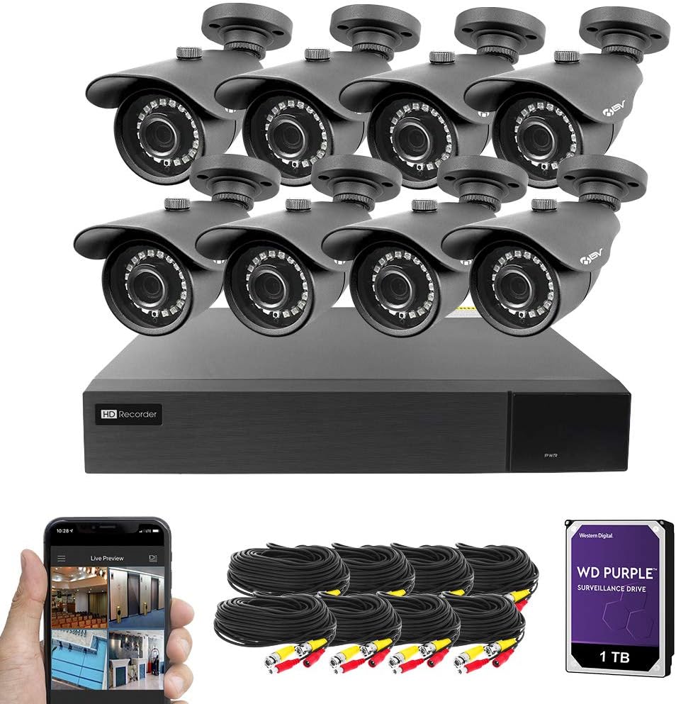 Best Vision 16CH 4-in-1 HD DVR Security Camera System (1TB HDD), 8pcs 2MP High Definition Outdoor Cameras with Night Vision - DIY Kit, App for Smartphone Remote Monitoring