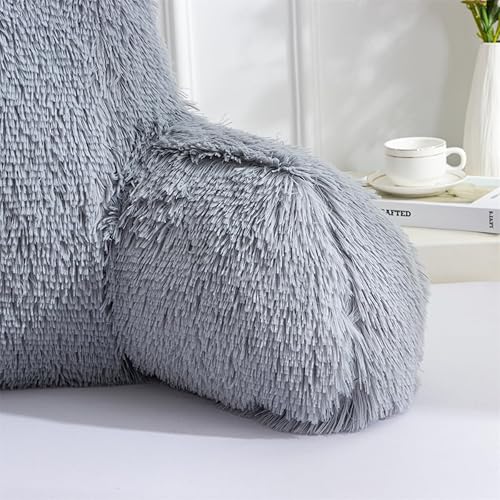 Miniatura 4 de NTBED Almohada de lectura lanuda con respaldo de cuña con brazos, sofá, TV, relajarse, reposo en cama, cojín de apoyo para la espalda para niños,