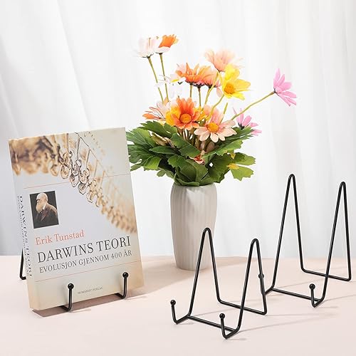 Miniatura 4 de Mixweer 12 soportes de libros para exhibición, marco de fotos de metal, soporte para libros, caballetes, soporte para fotos para exhibición