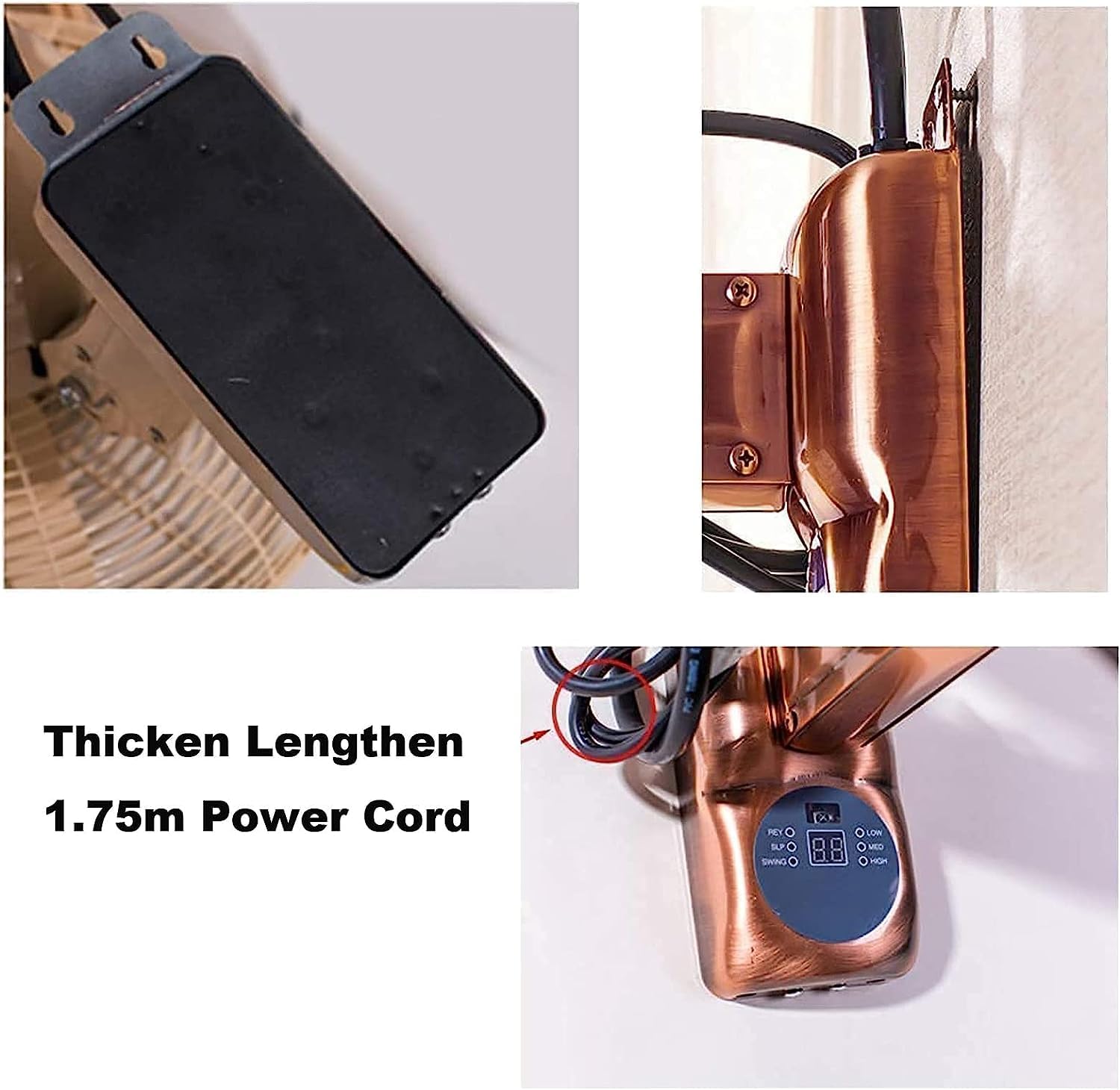 Wall Mounted Oscillating Fan with Remote Control, Retro Metal Cooling Shop Fan - 90 Degree Oscillation, Waterproof Outdoor Fan for Patios, Bedroom, Home, and Kitchen