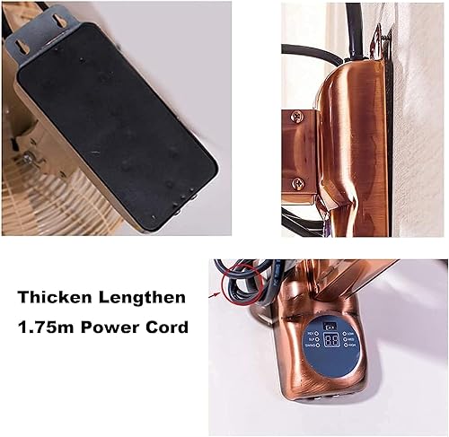 Miniatura 5 de Ventilador oscilante montado en la pared,Ventilador retro de metal para talleres,Ventilador oscilante de 90 grados con control remoto,Ventilador de