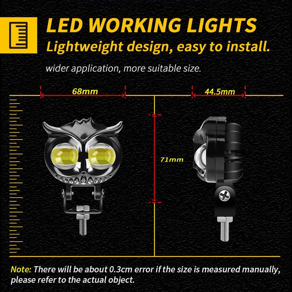 2pcs Motorcycle LED s Work Lamp Dual Color High/Low Beam Head Off-Road Driving Fog IP68 12-85V for Car Motorcycle Truck S Marine Boat