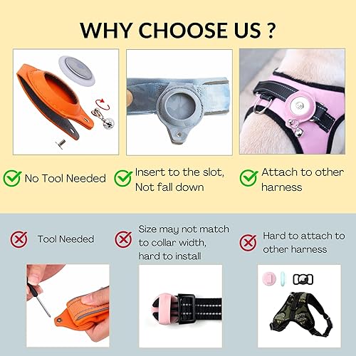 Miniatura 4 de Air Tag - Collar reflectante para perro, paquete de 2 unidades de collar de perro, soporte desmontable para AirTag para collar de perro, collar de