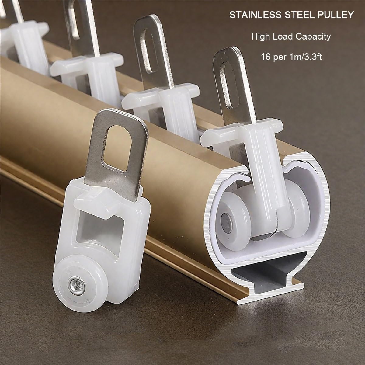 Silent Double Curtain Track Wall Mount, Aluminum Curtain Rod for Windows 8ft 10ft 12ft 14ft 16ft 18ft 20ft Heavy Duty Room Divider-Sliding Curtain Rail for Living Room(Black,5.2m(17.1ft))