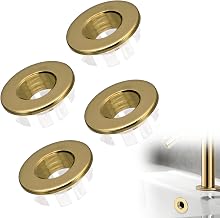4PCS Bathroom Sink Overflow Ring Gold | Brass, Basin Overflow Ring Insert, Hole Trim Cap, Bathroom Kitchen Basin Drain Cover Caps, Bathtub Replacement Overflow Hole