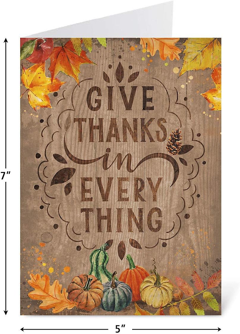 Current Rustic Thanksgiving Greeting Cards Set - Themed Holiday Card Variety Value Pack, Set of 8 Large 5 x 7-Inch Cards, Assortment of 4 Unique Designs, Envelopes Included image 3