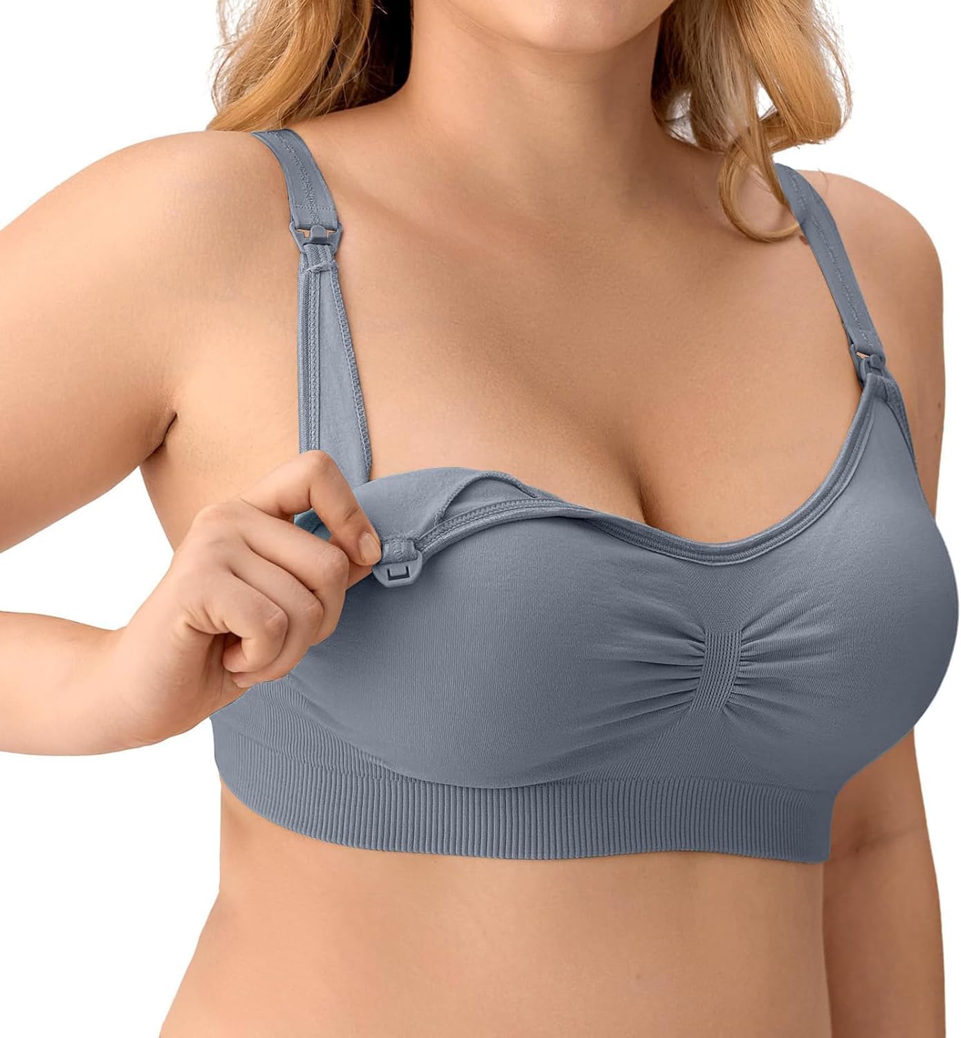 Angelhood Nursing Bra 5 Pack Womens Maternity Breastfeeding Seamless Wireless Sleep Bra with Extenders - Image 5