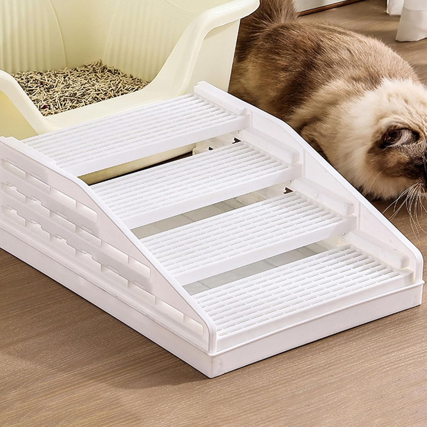 4-Step Cat Ramp, Step Stool for, Double-Layered, White