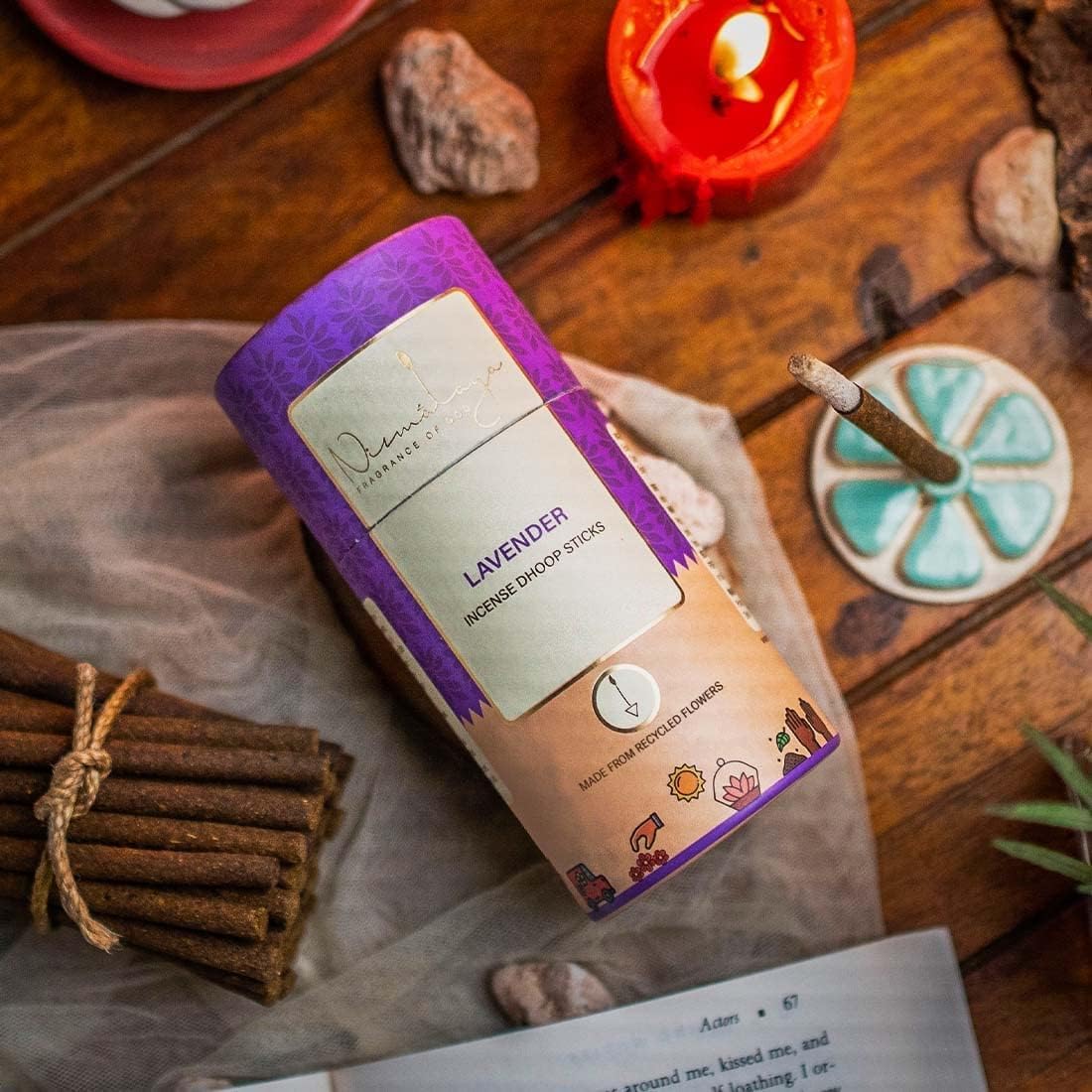Nirmalaya 100% Natural Lavender Dhoop Sticks for Pooja 40 Sticks