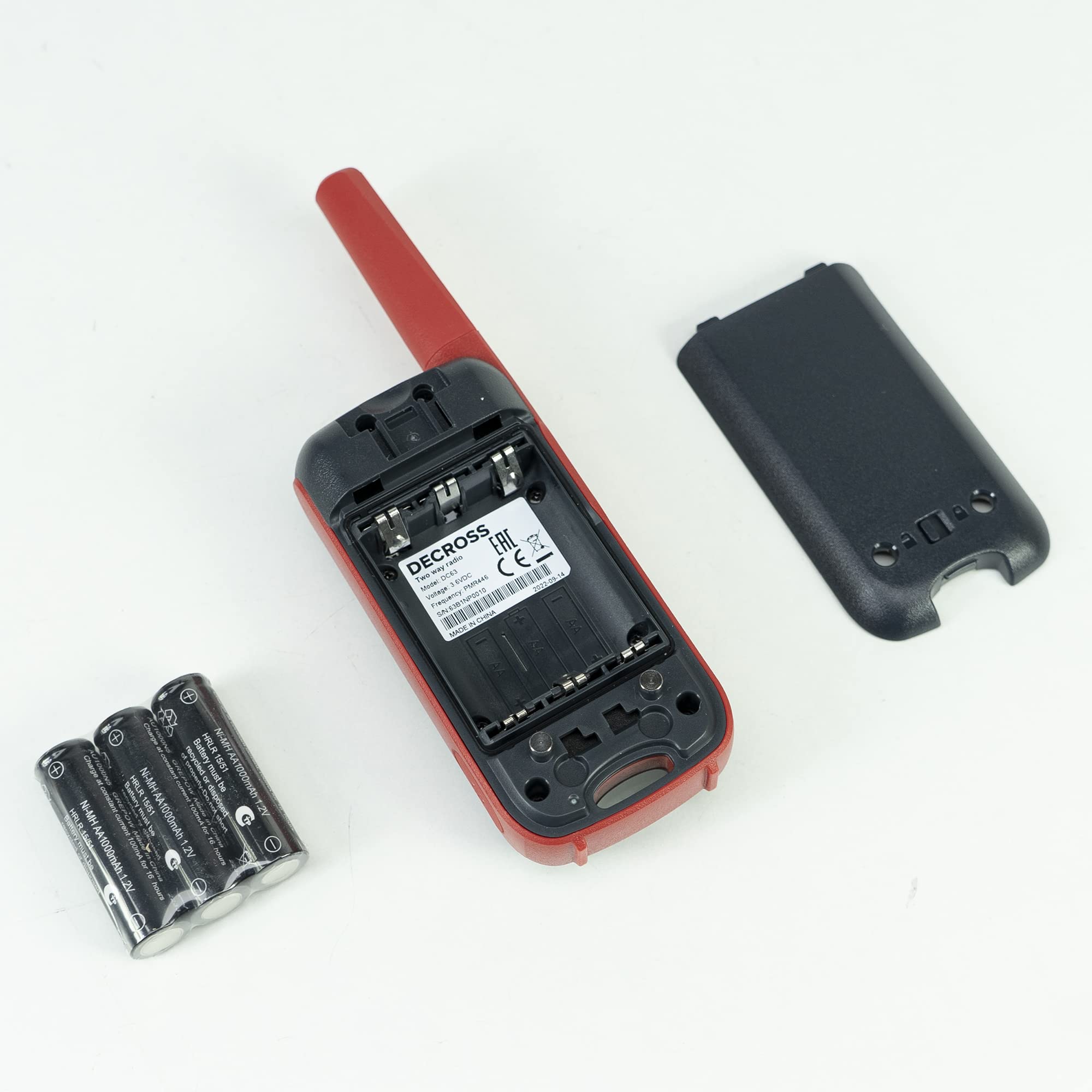 Stazione radio portatile PMR Decross DC63, 446MHz, 0.5W, 16CH, 1000mAh NiMH, IPx4, set di 2 pezzi
