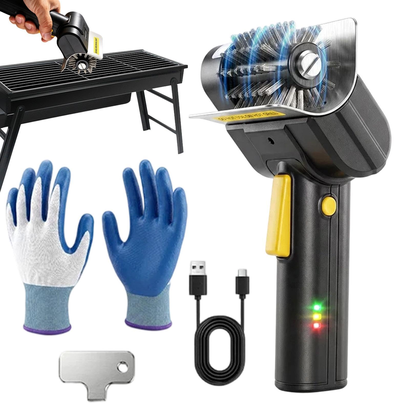 Spazzola Elettrica per Griglia 600 RPM Senza Fili 2000mA Setole in Filo | Spazzola Automatica da Griglia Per Casa Cucina Ristorante Campeggio Picnic Patio Balcone