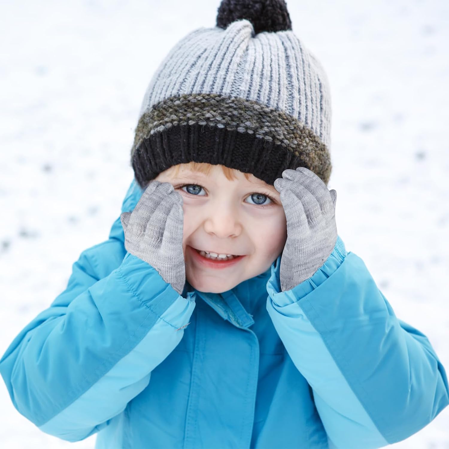 ONESING 16 Pairs Stylish Knitted Kids Gloves Children Gloves Bulk for Boys Girls - Keep Little Hands Warm and Classic Mixcolor E